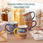 vancasso 16 oz Coffee Mugs Set of 6, Large Ceramic Mug with Handle, Boho Coffee Cups for Latte, Cappuccino & Hot Chocolate, Dishwasher & Microwave Safe Gift Set, Series SIMI