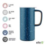 Ello Campy Vacuum Insulated Travel Mug with Leak-Proof Slider Lid and Comfy Carry Handle, Perfect for Coffee or Tea, BPA Free, Avalon Sea, 18oz