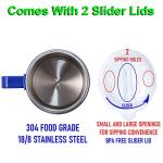 F-32 12 Oz Kids Stainless Steel Shark 3D Mug with 2 Pack Slider Closure Lids - Eco-Friendly - BPA Free Signature Collection (Shark Blue)