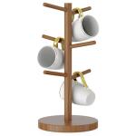 Wisuce Coffee Mug Holder, Bamboo Mug Tree with Thicker Base Coffee Cup Mug Stand for Counter, Mug Rack with 6 Hooks