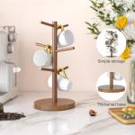 Wisuce Coffee Mug Holder, Bamboo Mug Tree with Thicker Base Coffee Cup Mug Stand for Counter, Mug Rack with 6 Hooks