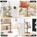 Wisuce Coffee Mug Holder, Bamboo Mug Tree with Thicker Base Coffee Cup Mug Stand for Counter, Mug Rack with 6 Hooks