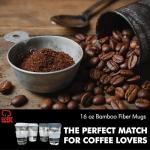 Chef Craft Eco Bamboo Fiber Travel Mug, 16 Ounce 4 Piece Set, Natural