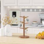 Wisuce Coffee Mug Holder, Bamboo Mug Tree with Thicker Base Coffee Cup Mug Stand for Counter, Mug Rack with 6 Hooks