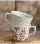 Tvvtuww Ceramic Mug Set of 4 with Coffee Spoon, 11oz - Vintage Coffee Mug Cups for Coffee Milk Latte Cappuccino Tea, Porcelain Coffee Cups Dishwasher Microwave Freezer Safe Stoneware