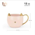 Pinky Up Chloe Cat Ceramic Coffee Mug, Tea Cups, Travel Mugs for Cappuccino, Latte, Hot Chocolate, Milk, Herbal Teas, 12 oz, Set of 1, Pink