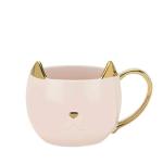 Pinky Up Chloe Cat Ceramic Coffee Mug, Tea Cups, Travel Mugs for Cappuccino, Latte, Hot Chocolate, Milk, Herbal Teas, 12 oz, Set of 1, Pink