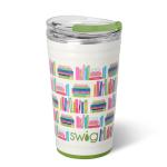 Swig Life 24oz Party Cup, Stackable Insulated Travel Coffee Tumbler with EZ Slider Lid, Cup Holder Friendly Travel Thermos, Stainless Steel 24 oz Tumbler, Reusable Coffee Mug (Book Club)