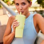 BrüMate Resa 25oz 100% Leakproof Travel Tumbler with Handle & Straw | Flexible SoftSip Straw | Silicone Sleeve for Durability | Stainless Steel | Cup Holder & Travel Friendly | (Matte Black)