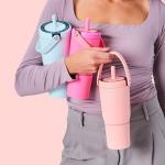 BrüMate Resa 25oz 100% Leakproof Travel Tumbler with Handle & Straw | Flexible SoftSip Straw | Silicone Sleeve for Durability | Stainless Steel | Cup Holder & Travel Friendly | (Matte Black)