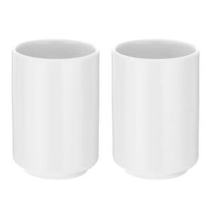 HARFINGTON 2pcs Japanese Ceramic Tea Cups 8oz / 240ml Simple Solid Color No Handle Ceramic Tea Mugs Matte Glazed Cylindrical Cup for Matcha Tea Wine White Tea Coffee Drinks, White