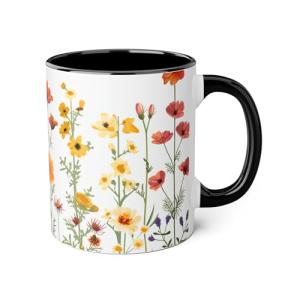 MissDaisy-Flowers Mug, Boho Wildflowers Cottagecore Coffee Mug, Flower Garden Lover, Gift For Her, Botanical, Spring Floral Nature