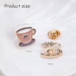 ZORZA 2Pcs Luminous Coffee Cup Brooch Pin Cute Enamel Mug Lapel Pin Badge for Women Artistic Latte Pin for Dresses Bags and Hats