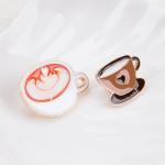 ZORZA 2Pcs Luminous Coffee Cup Brooch Pin Cute Enamel Mug Lapel Pin Badge for Women Artistic Latte Pin for Dresses Bags and Hats