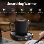Lerat Coffee Mug Warmer & Mug Set for Desk, Electric Coffee Cup Warmer with Auto Shut Off, 3 Temperature Setting Smart Cup Warmer for Heating Coffee, Milk, Beverage, Candle Jar (Black), 12oz
