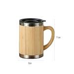Bamboo Coffee Mug, Stainless Steel Bamboo Travel Mug with Handle, Bamboo Insulated Water Bottle, Wooden Coffee Tea Mug for Home Office