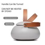 ZENS Vintage Japanese Tea Set, 27oz Ceramic Japanese Teapot with Infuser, Wood Handle Matte Gray Teapot with Strainers and 4 Cups for Tea Party, Women's Gift