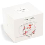 Tea Forte Fiore Sakura Cherry Blossom Ceramic Teapot with Removable Stainless Steel Infuser Basket and Lid, Steeps 24 oz. Loose Leaf Tea, Lid and Teapot Dishwasher & Microwave Safe