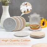 4.8" Cotton Drink Coasters Set of 2– Absorbent Fabric Mug Pads for Coffee, Tea & Drinks, Minimalist Desk & Nightstand Cup Mats, Durable Neutral Drink Coasters for Home, Office or Gift Use (Cloud Grey)