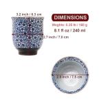 Traditional Japanese Mino Ware Sometsuke Teacup - Floral Pattern, 8 fl oz, Compact Ceramic Tea Cup for Daily Use and Gifts, Ideal for Tea Enthusiasts (Kyoto Komon)