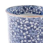 Traditional Japanese Mino Ware Sometsuke Teacup - Floral Pattern, 8 fl oz, Compact Ceramic Tea Cup for Daily Use and Gifts, Ideal for Tea Enthusiasts (Kyoto Komon)