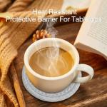 4.8" Cotton Drink Coasters Set of 2– Absorbent Fabric Mug Pads for Coffee, Tea & Drinks, Minimalist Desk & Nightstand Cup Mats, Durable Neutral Drink Coasters for Home, Office or Gift Use (Cloud Grey)