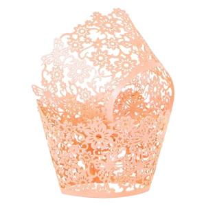 50PCs Butterfly Pattern Hollow Artistic Bake Cake Cupcake Wrappers Paper Cups Liner for Wedding Birthday Tea Party Baby Shower Food Decoration (Pink)