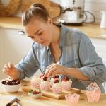 50PCs Butterfly Pattern Hollow Artistic Bake Cake Cupcake Wrappers Paper Cups Liner for Wedding Birthday Tea Party Baby Shower Food Decoration (Pink)