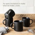 over&back Stackable Stoneware Coffee Mugs - 4-Piece Mug Set - Enjoy the Perfect Cup of Coffee, Tea, Latte, and More - Semi-Matte Black- 14oz