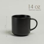 over&back Stackable Stoneware Coffee Mugs - 4-Piece Mug Set - Enjoy the Perfect Cup of Coffee, Tea, Latte, and More - Semi-Matte Black- 14oz