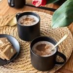 over&back Stackable Stoneware Coffee Mugs - 4-Piece Mug Set - Enjoy the Perfect Cup of Coffee, Tea, Latte, and More - Semi-Matte Black- 14oz