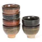 Eorbow 6 Pack 2oz Ceramic Tea Sake Cups, Handcrafted Chinese Kungfu Tea Cup, Japanese Sake Cup Set, Small Tea Cup for Soju Shot, Matcha, Saki, Asian Tea Accessories, 6 Colors