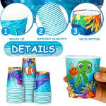Whaline 60 Pcs Summer Ocean Disposable Paper Cups 9oz Marine Animal Coffee Tea Cups Under the Sea Beverage Drinking Cup Disposable Bathroom Cups for Summer Birthday Ocean Party Supplies