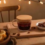 Vintage 14oz Coffee mugs Gifts for women 2-Piece Set,with Bamboo Lid and Wooden Handle Spoon,Leak-proof Overnight oat containers,Clear Iced Coffee Glass Cups,Cute Coffee Bar Accessory,Glassware Set