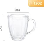 D.M DESIGN·MASTER [6 PACK,12 OZ - Premium Glass Coffee Mugs with Handle. Transparent Tea Glasses for Hot/Cold Beverages, Perfect Design for Americano, Cappuccino, Tea and Beverage.