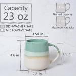 Bosmarlin Extra Large Ceramic Coffee Mug, 23 Oz, Dishwasher and Microwave Safe, Oversized Big Tea Cup for Office and Home (Mint Green)