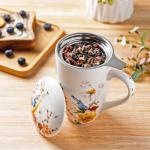 GBHOME Tea Mug with Infuser and Lid, 18 Ounce Large Ceramic Loose Leaf Tea Cup, Microwave, Dishwasher Safe Tea Steeping Mug, Pefect Gift For Tea Lover.