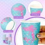 Whaline 100 Pcs Mermaid Paper Cups 9 oz Marine Animal Paper Cups Summer Ocean Coffee Tea Cups Disposable Drinking Cups Small Snack Cups for Mermaid Ocean Party Underwater Birthday Supplies