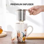 GBHOME Tea Mug with Infuser and Lid, 18 Ounce Large Ceramic Loose Leaf Tea Cup, Microwave, Dishwasher Safe Tea Steeping Mug, Pefect Gift For Tea Lover.