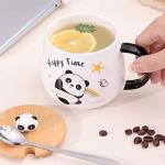 Arawat Cute Panda Coffe Mugs Gift with Lid & Spoon Panda Print Stuff Kitchen Decor 400ml Kawaii Ceramic Tea Coffee Cup 3D Animal Mug Birthday Gifts for Women Men Girls Pandas Lovers