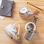 GBHOME Tea Mug with Infuser and Lid, 18 Ounce Large Ceramic Loose Leaf Tea Cup, Microwave, Dishwasher Safe Tea Steeping Mug, Pefect Gift For Tea Lover.