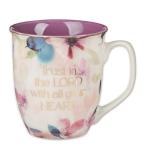 Christian Art Gifts Large Ceramic Inspirational Scripture Coffee & Tea Mug for Women: Trust in the Lord Golden Bible Verse, Non-toxic Lead/Cadmium-Free Cup, White & Purple Watercolor Floral, 14 oz.