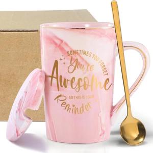 CINHOLL Thanks Inspirational Gifts for Mom Teacher Nurse Birthday Her Women Day Coworkers Wife Girlfriend Best Friend Sometimes You Forget You're Awesome Coffee Mug Cup 14oz Pink