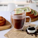 CNGLASS Large Glass Coffee Mugs 17oz,Double Walled Insulated Clear Coffee Cups with Handle,Clear Espresso Mugs for Cappuccino,Latte,Tea Bags,Hot and Cold Beverages,Set of 4