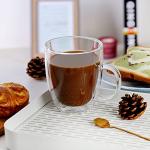 CNGLASS Large Glass Coffee Mugs 17oz,Double Walled Insulated Clear Coffee Cups with Handle,Clear Espresso Mugs for Cappuccino,Latte,Tea Bags,Hot and Cold Beverages,Set of 4