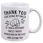 DQG CVT Best Uncle Gift - Thank You for Being My Uncle Funny Coffee Mug - Gag Gifts For Uncles - Cool Fathers Day Birthday Christmas Gift Ideas From Niece Nephew - Uncle's Novelty Tea Cup 11oz White