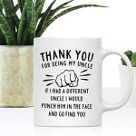 DQG CVT Best Uncle Gift - Thank You for Being My Uncle Funny Coffee Mug - Gag Gifts For Uncles - Cool Fathers Day Birthday Christmas Gift Ideas From Niece Nephew - Uncle's Novelty Tea Cup 11oz White
