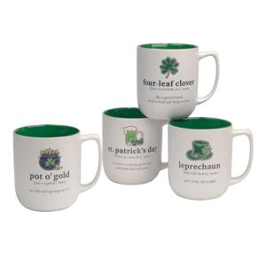 St. Patrick’s Day Mug Set of 4 – 18 oz Irish-Themed Ceramic Coffee Mugs with Fun Sayings – Perfect for Coffee, Tea, or Hot Cocoa – Dishwasher & Microwave Safe