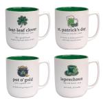 St. Patrick’s Day Mug Set of 4 – 18 oz Irish-Themed Ceramic Coffee Mugs with Fun Sayings – Perfect for Coffee, Tea, or Hot Cocoa – Dishwasher & Microwave Safe