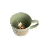 DIHOclub Giraffe Coffee Cup Ceramic 3D Wild Animal Inside Mug,Cute Cartoon Handmade Figurine Mugs,Holiday and Birthday Gift for Coffee Milk Tea Lovers,12 O(Green Giraffe)